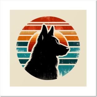 German Shepherd Dog Vintage Distressed Sunset Posters and Art